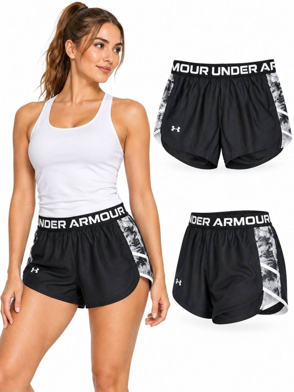 Under Armour Women XS Running Shorts Black Logo